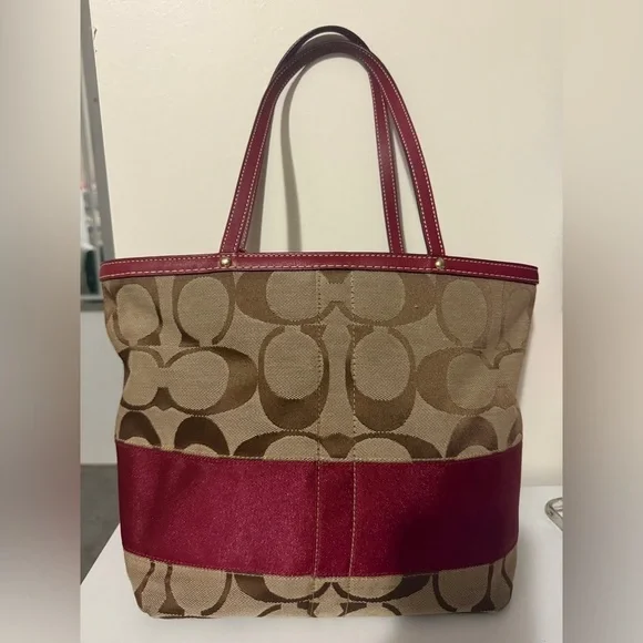 Coach Vintage Legacy Red Stripe Signature Cs Tote Shoulder Bag 2006 - Picture 3 of 10